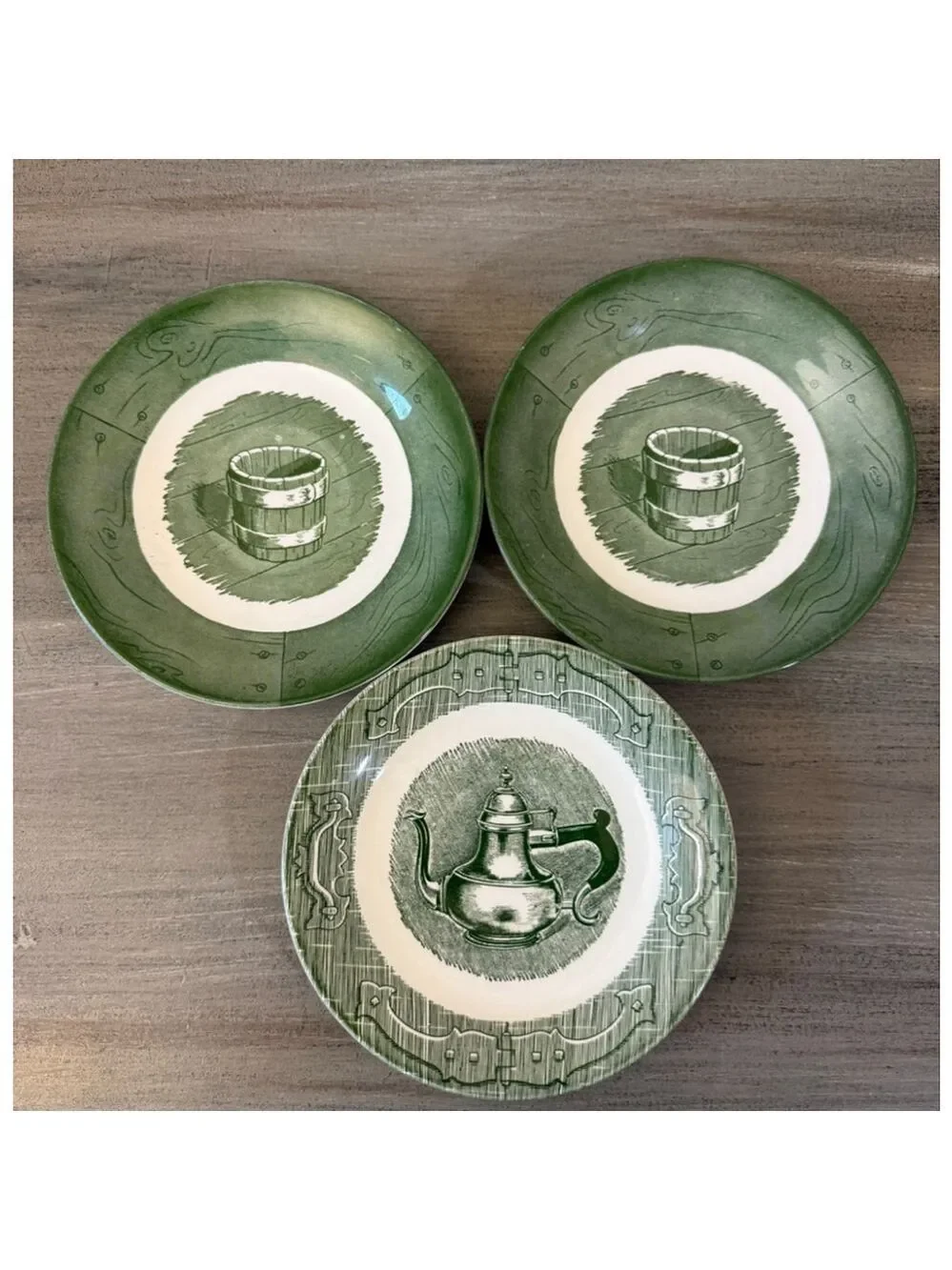 Set of 6 OLD CURIOSITY SHOP Royal Green Bowls/Saucers